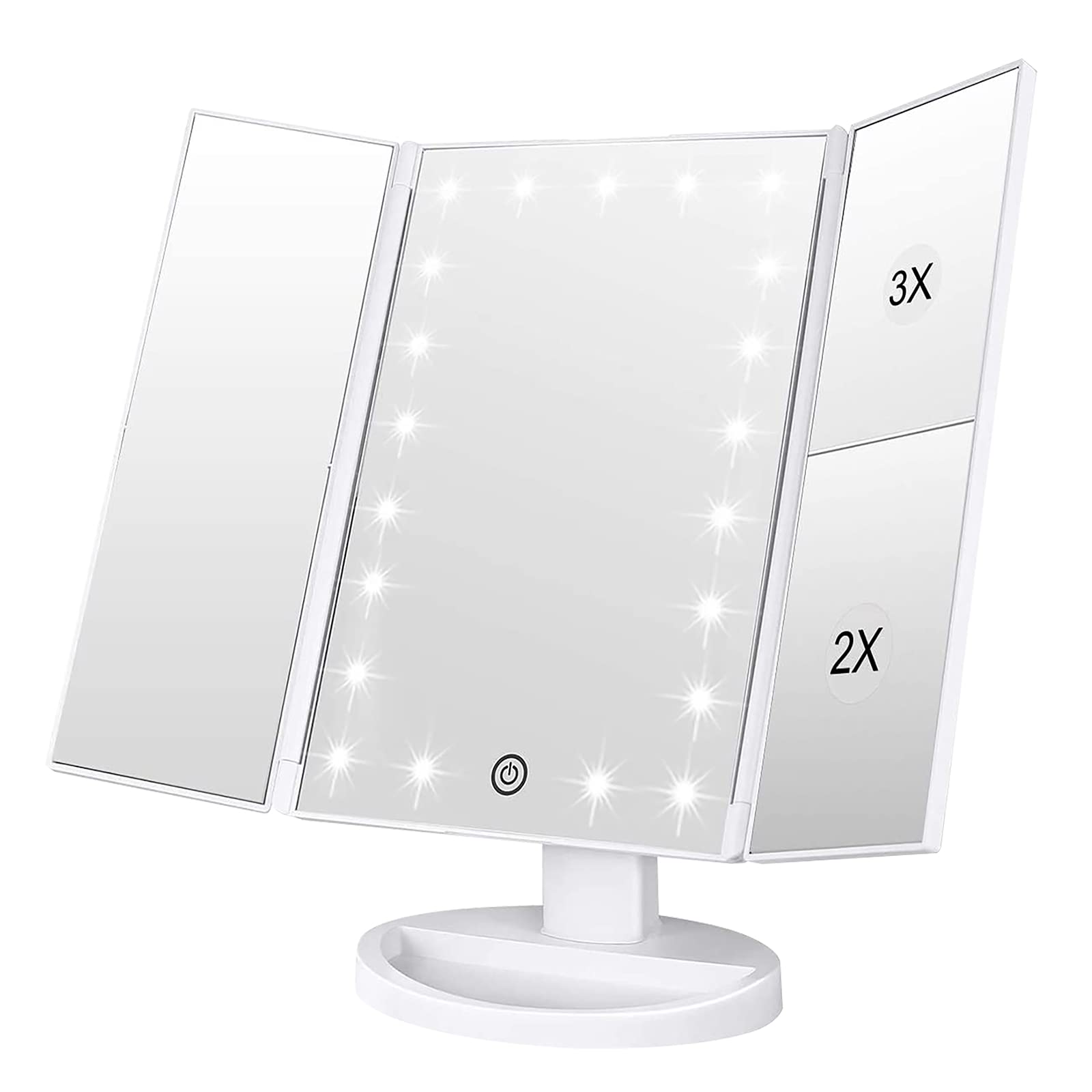 WEILY makeup mirror with 21 LED lights delivers bright, even lighting for precise makeup.