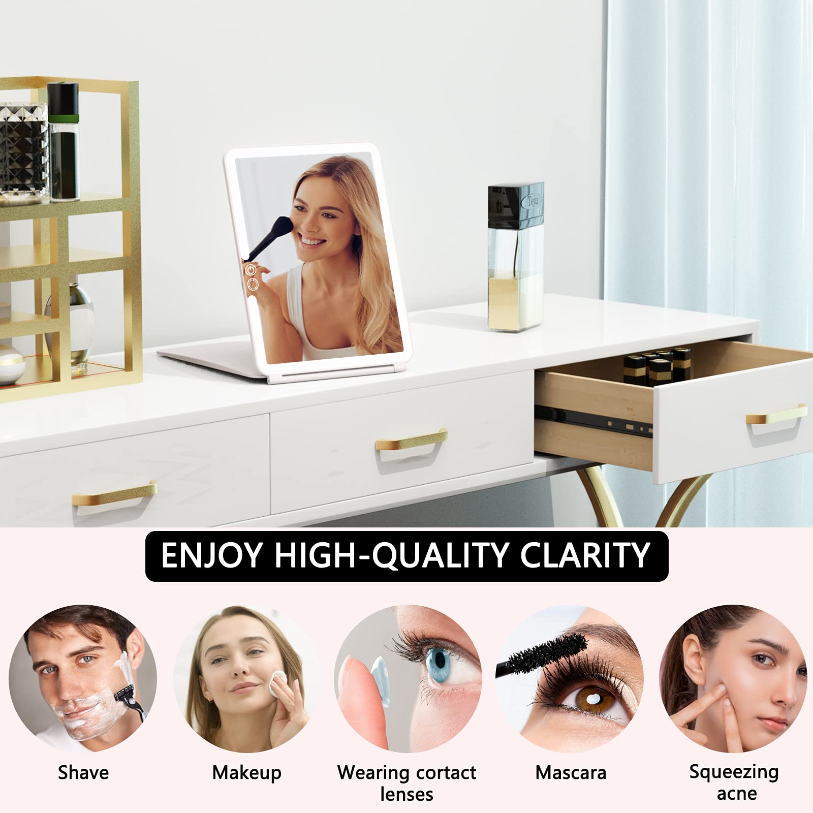 WEILY makeup mirror three-color lighting helps simulate different scenes.