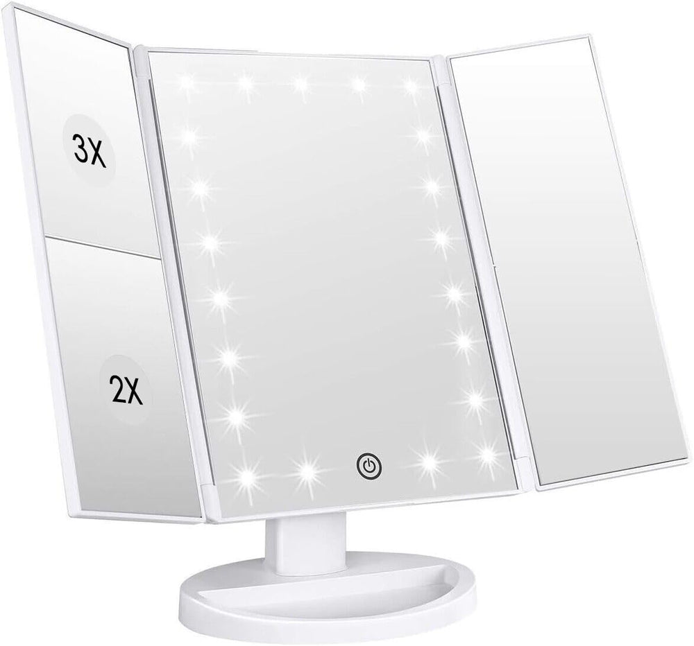 WEILY makeup vanity mirror with 21 LEDs for bright, even lighting on the countertop