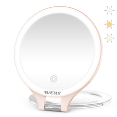 WEILY travel makeup mirror folded for easy packing and on-the-go touchups.