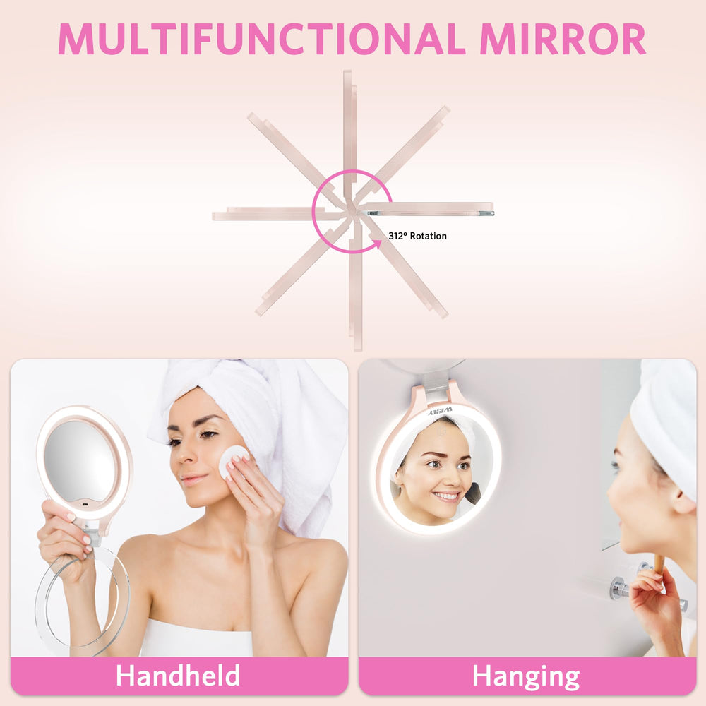 WEILY travel mirror has a 6-24-inch diameter compact design for desk or vanity.