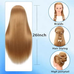 WeiRan mannequin head length 26-28in for long-hair styling practice