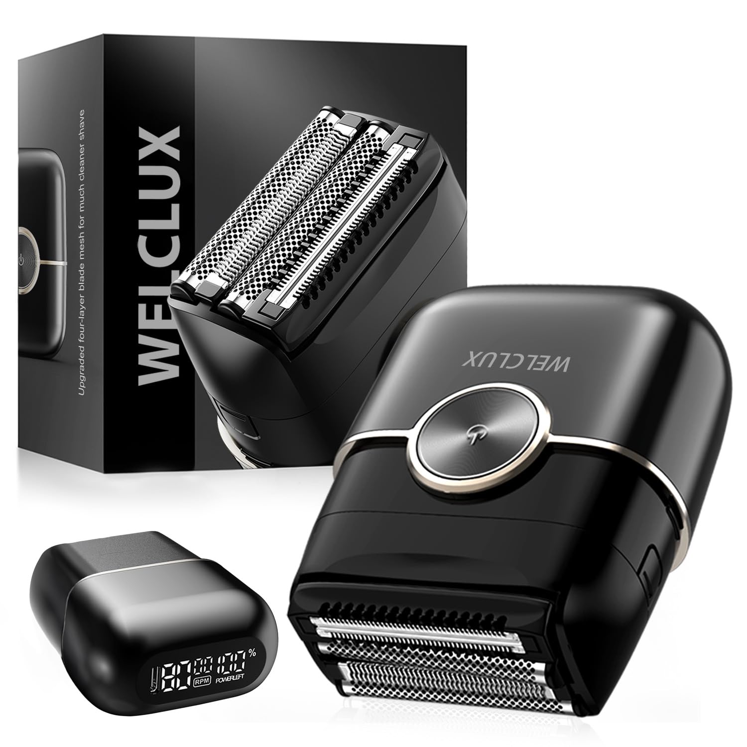 Welclux premium foil shaver with 4 floating blades for precise contouring.