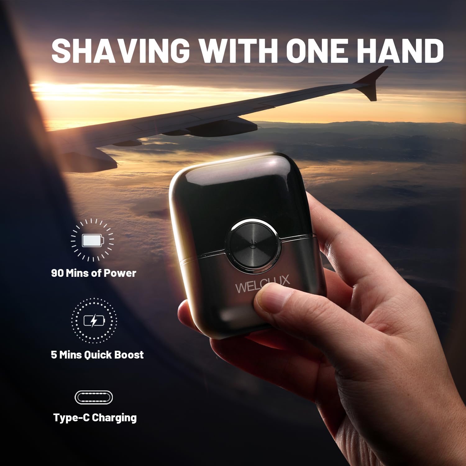 Welclux shaver travel lock prevents accidental activation.