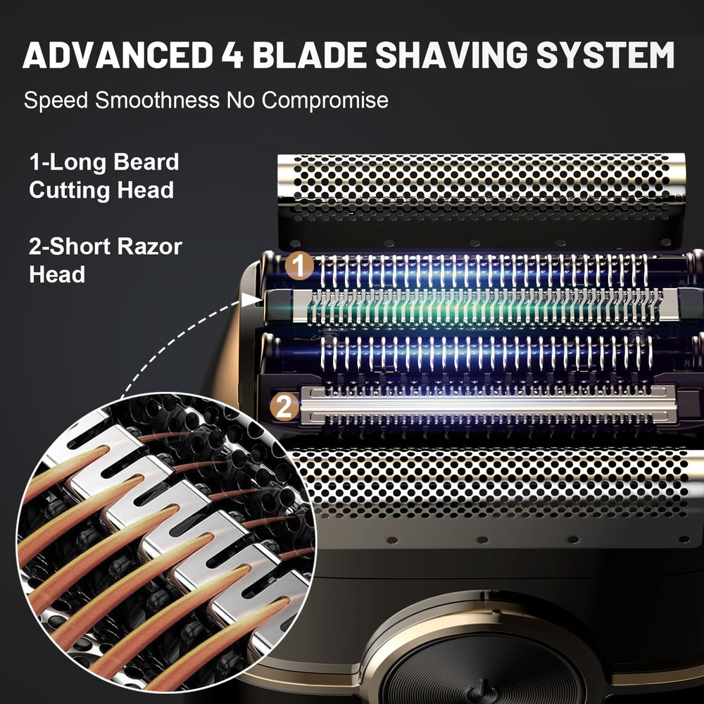 Welclux Royal Green foil shaver dual-speed modes tailor shaving for beard length and sensitivity.
