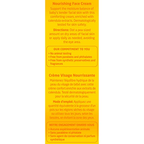 Weleda baby calendula nourishing face cream applied to a baby face