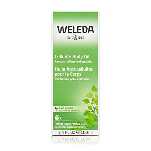 Weleda Birch Cellulite Oil being rubbed in demonstrates quick absorption post-shower.