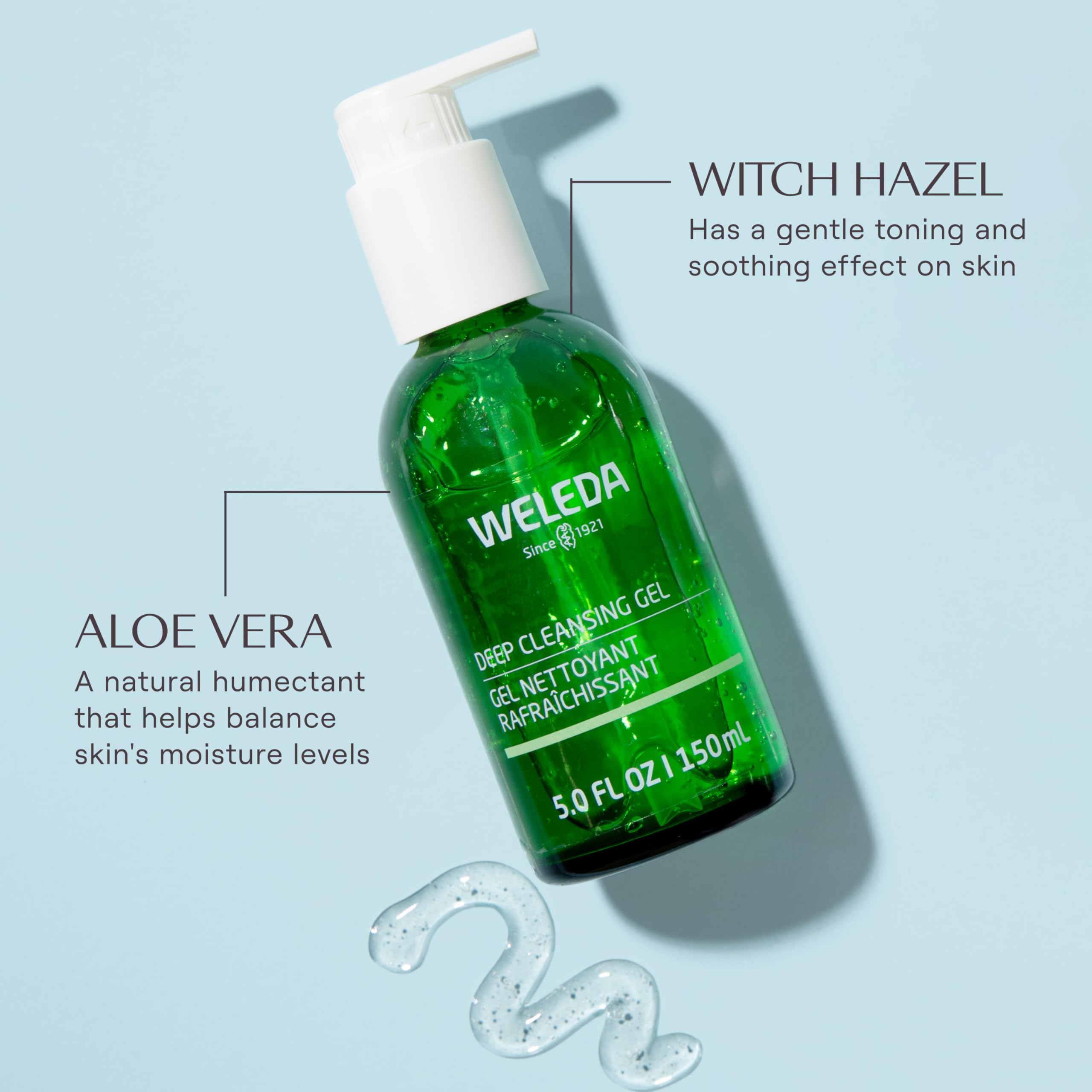 Weleda Deep Cleansing Gel witch hazel water, supports skin balance.