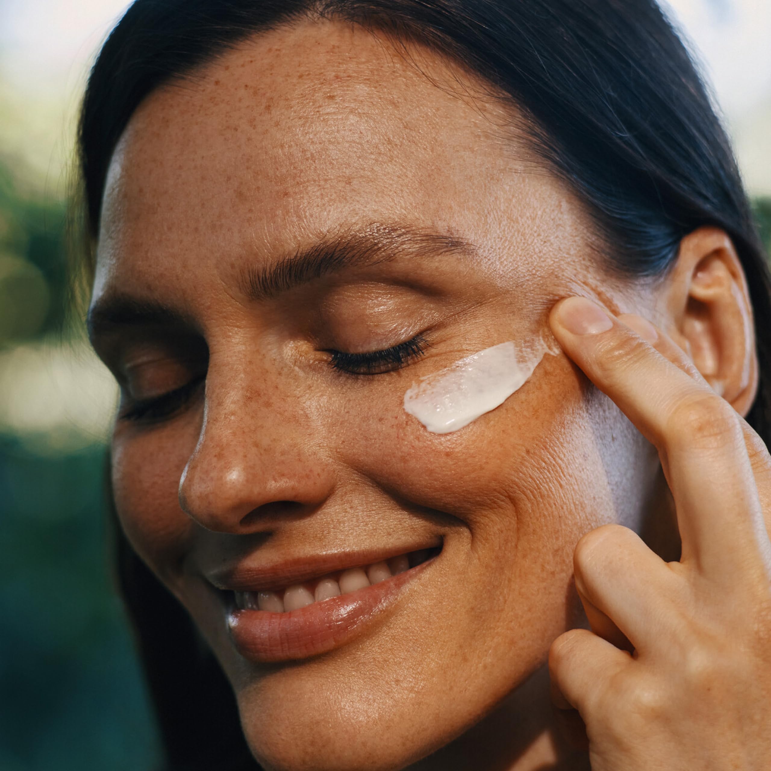 Weleda Face Care Plumping Night Cream being gently applied.