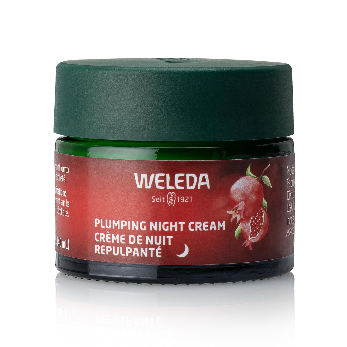 Weleda Face Care Plumping Night Cream bottle close-up showing nourishing night-time hydration.