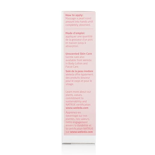 Weleda plant oil blend with jojoba, borage, and coconut nourishes hands.