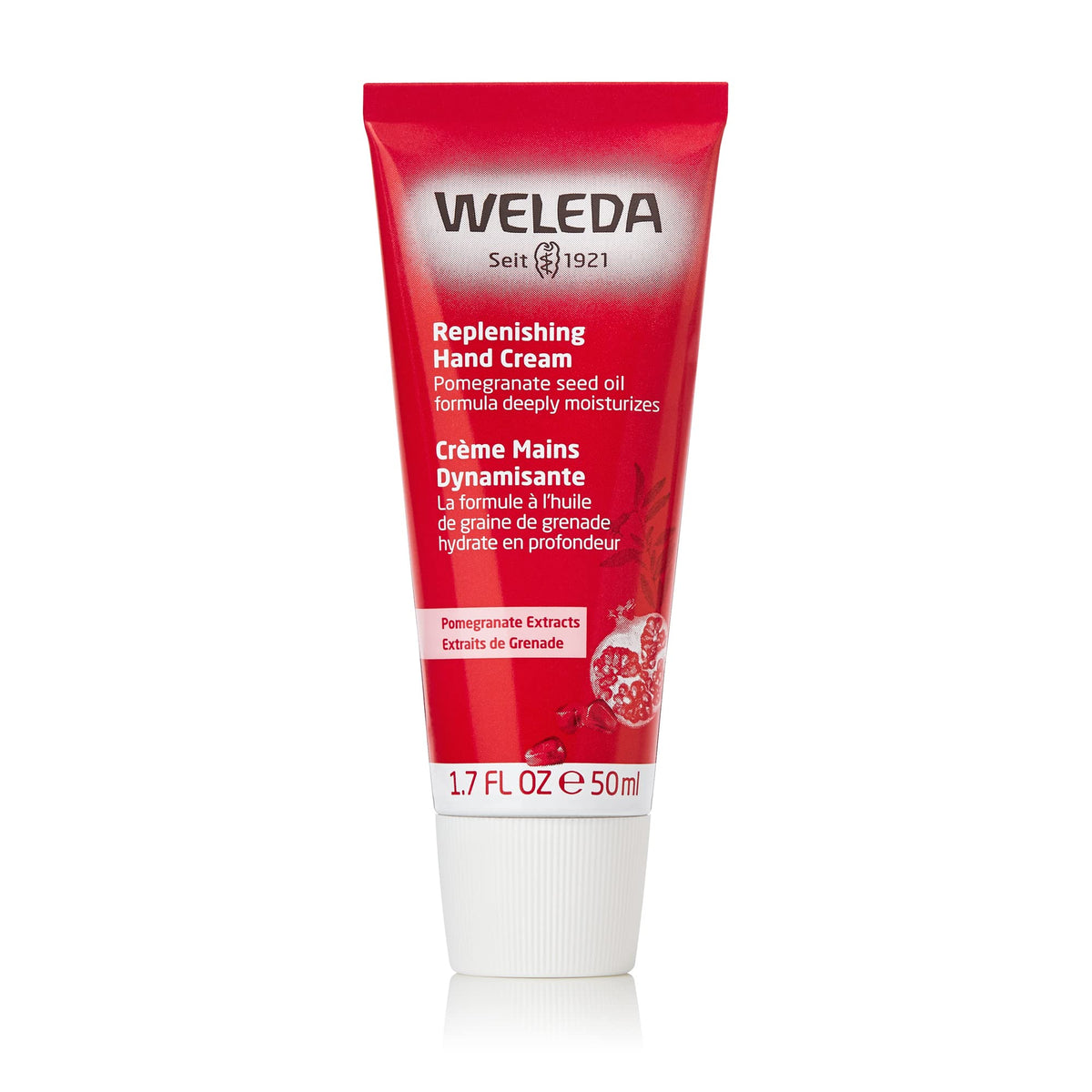 Weleda Regenerating Pomegranate Hand Cream bottle showing daily nourishing moisture