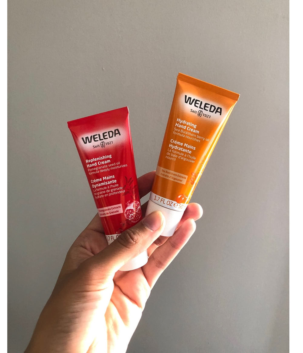 Weleda ingredients visual featuring pomegranate and millet for skin nourishment