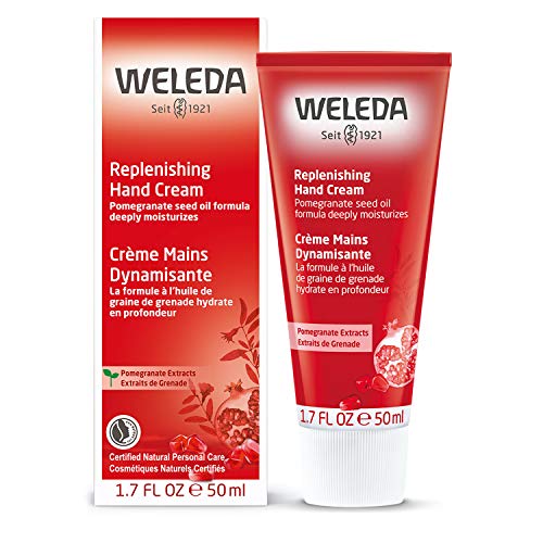 Weleda hand cream pump dispense closeup for convenient application