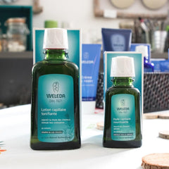 Weleda Revitalizing Hair Tonic with botanical extracts for gentle scalp care.