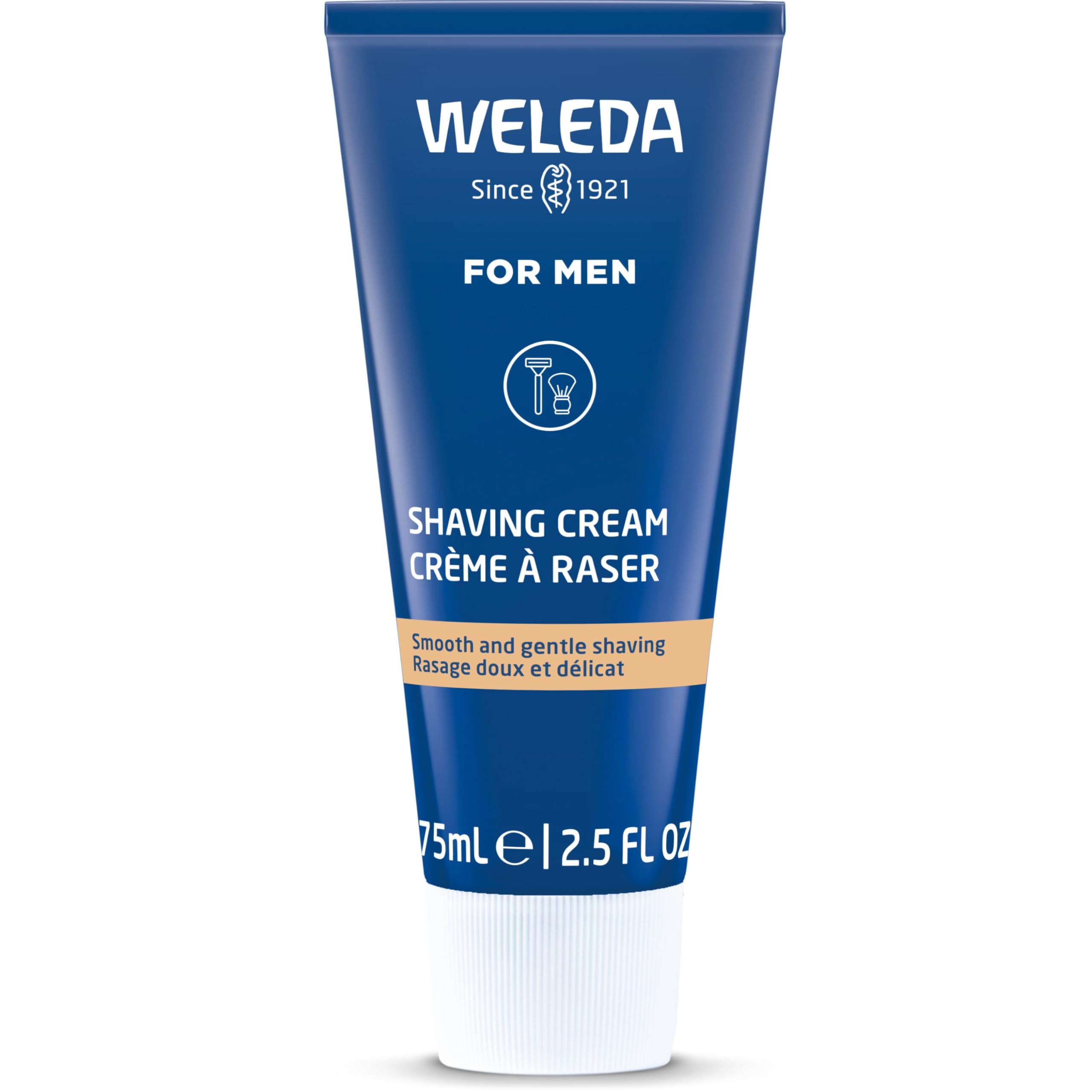 Weleda shaving cream ideal for sensitive skin shaving routine.