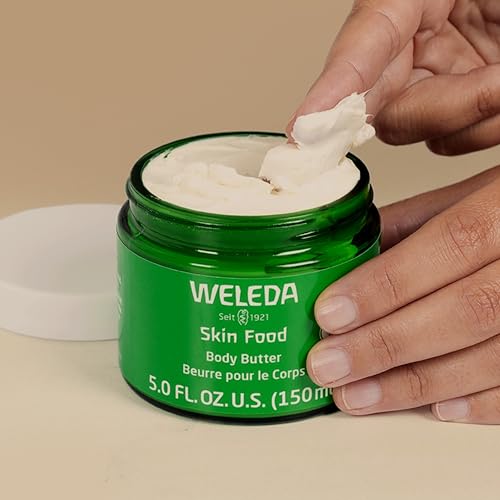 Weleda Skin Food Body Butter soft texture melts in for non-greasy moisture.