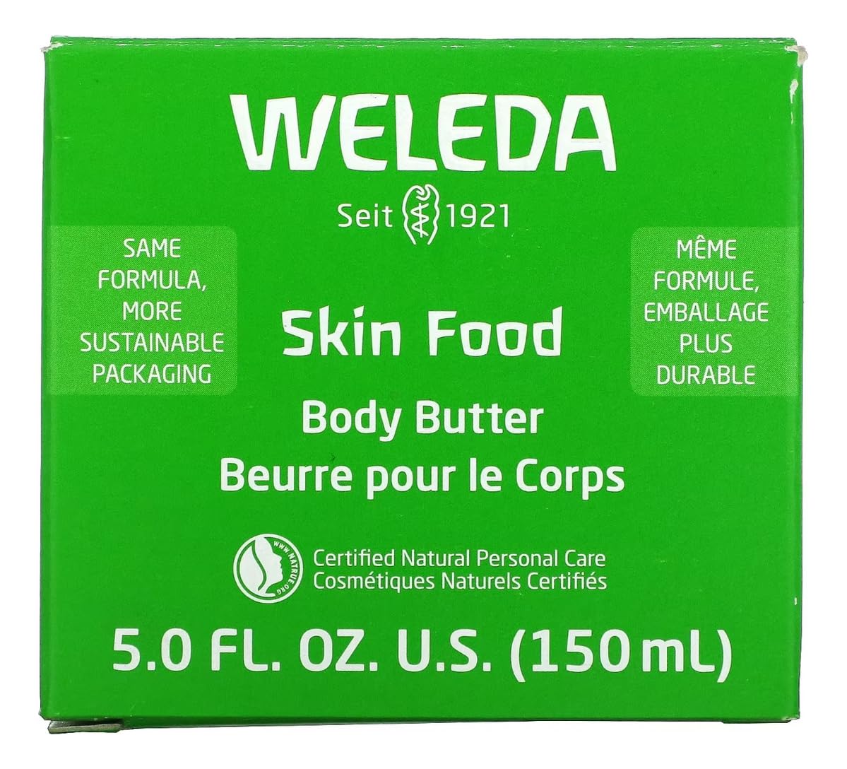 Weleda Skin Food Body Butter in sustainable packaging supports eco-conscious moisturization.