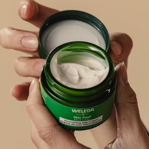 Weleda Skin Food with olive leaf extract highlights plant-powered nourishment.