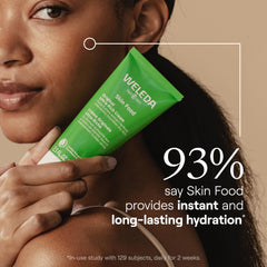 Weleda Skin Food texture swatch reveals lush, nourishing cream for daily moisture.