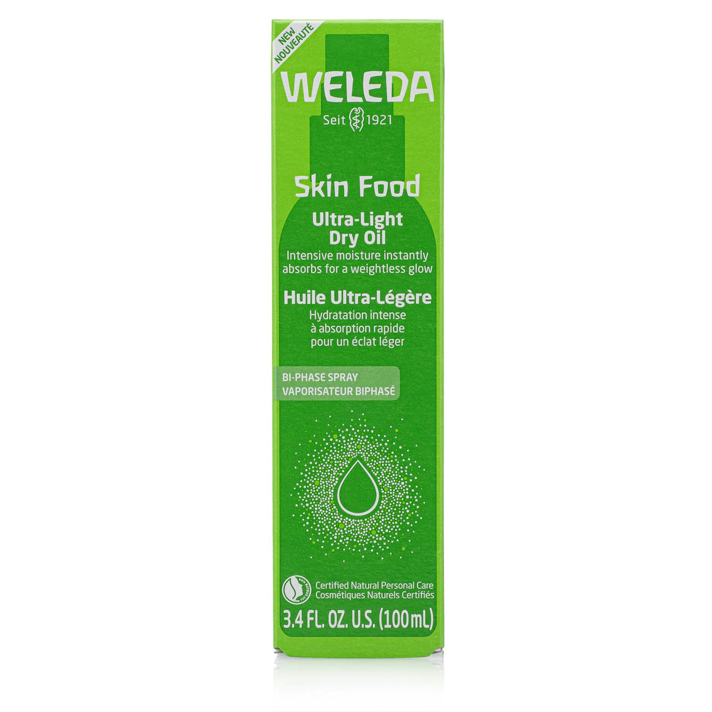 Weleda Skin Food Ultra-Light Dry Oil uses vegan plant ingredients for nourished skin