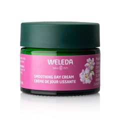 Weleda Smoothing Day Cream jar closeup showing rich hydration for daily nourishment.