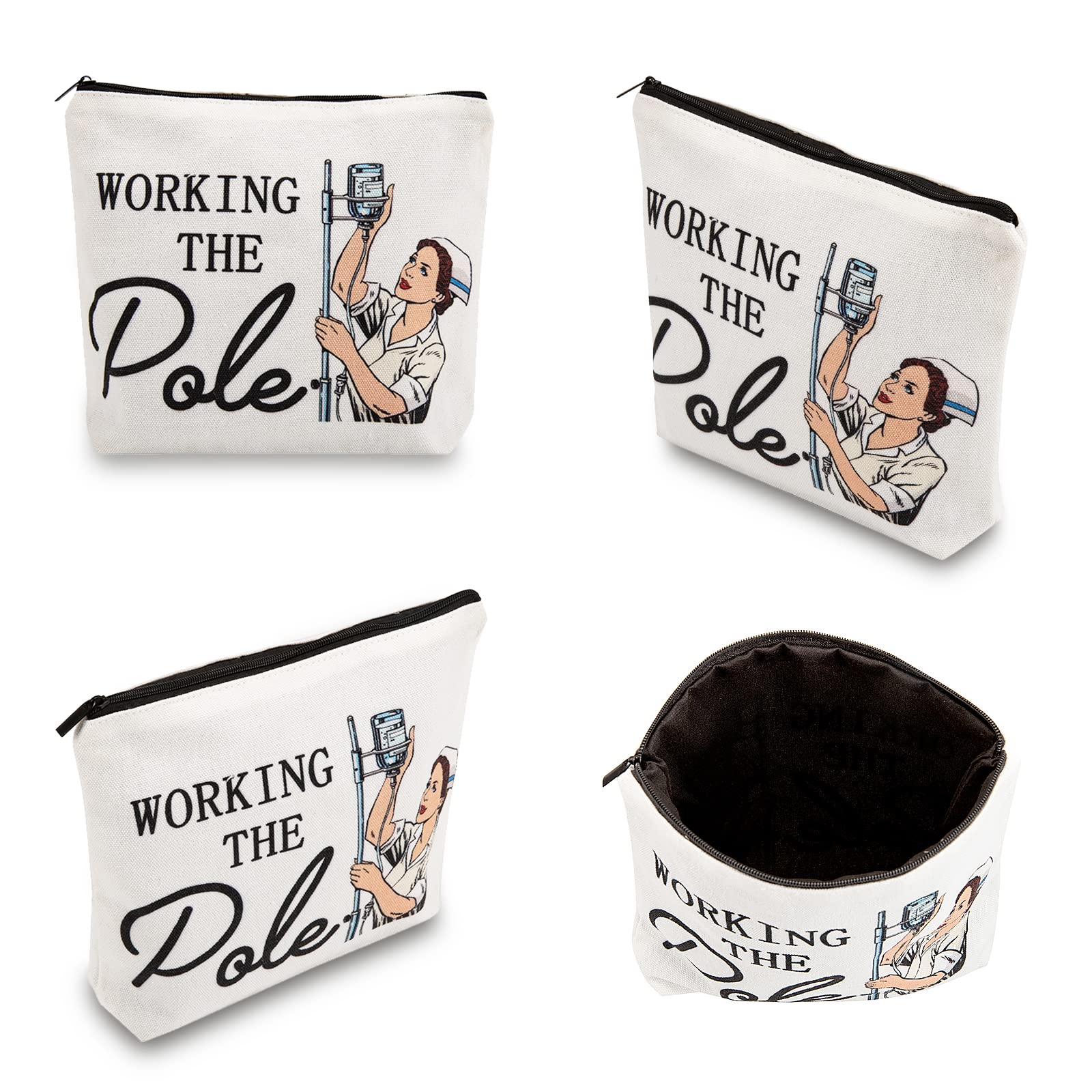 welezhu nurse makeup bag side view highlights sturdy zipper and durable canvas