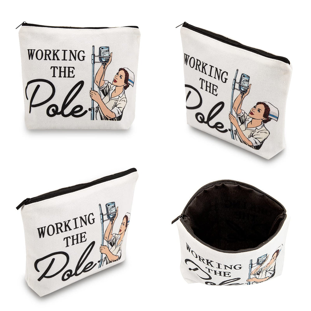 welezhu nurse makeup bag side view highlights sturdy zipper and durable canvas