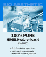 WELLAGE Real Hyaluronic Blue Ampoule label close-up showing fragrance-free and cruelty-free claims.