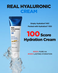 Wellage Real Hyaluronic Cream with 500000 PPM ultramolecular HA for deep hydration.
