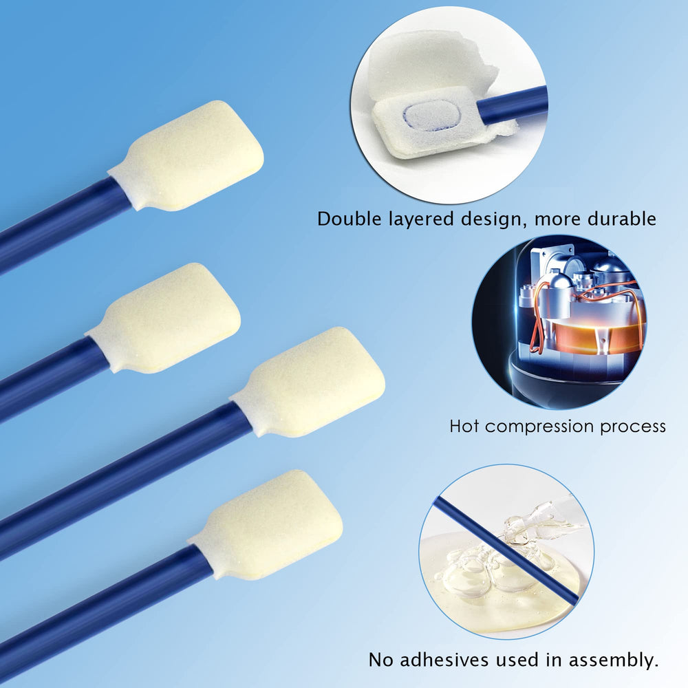 Wellgler foam cleaning swabs head measurement closeup for detailed cleaning in tight spaces.