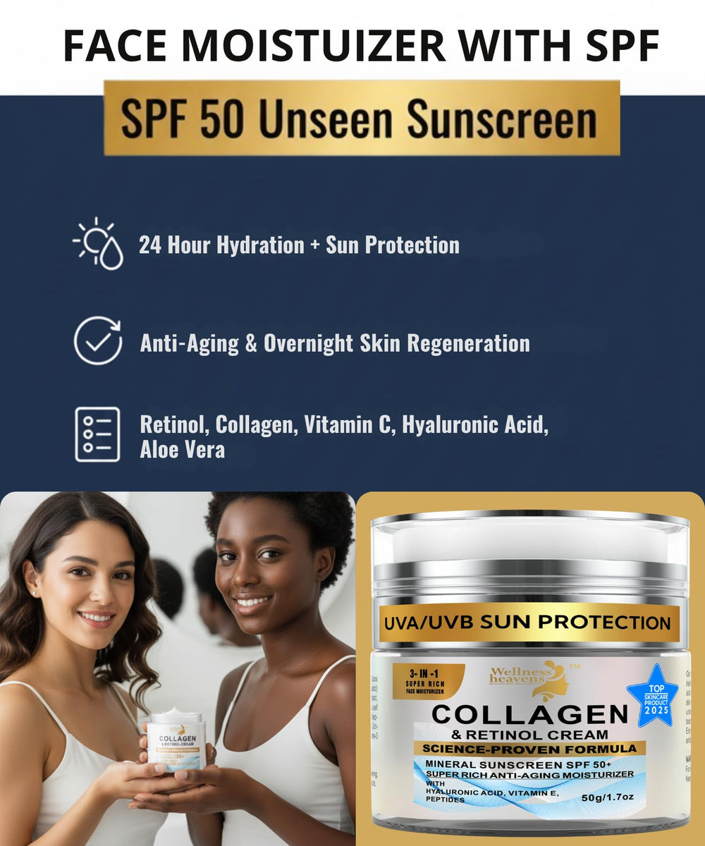 Protección SPF50 de Wellness Heavens para piel expuesta al sol.