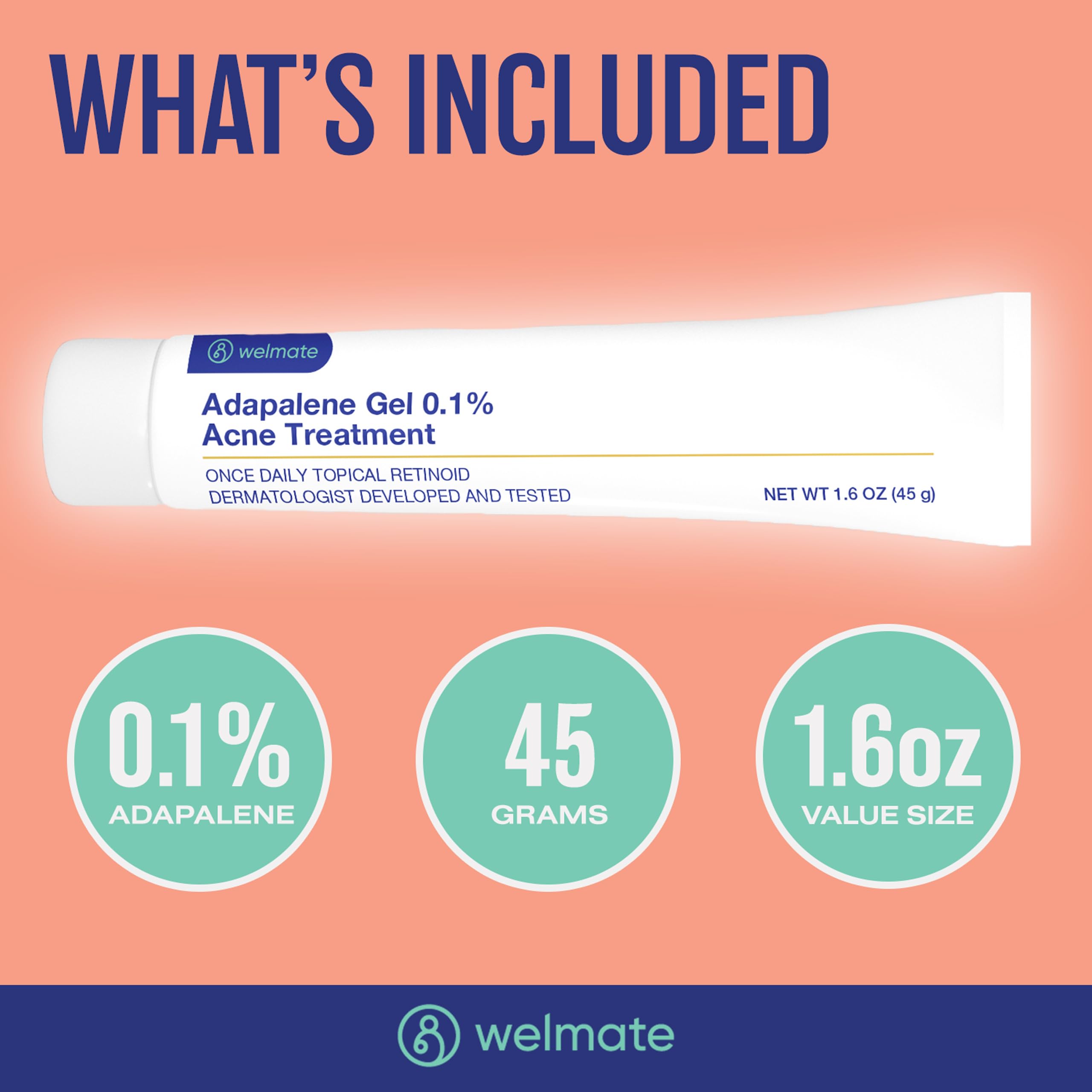 WELMATE Adapalene Gel fragrance-free formula suitable for sensitive skin.