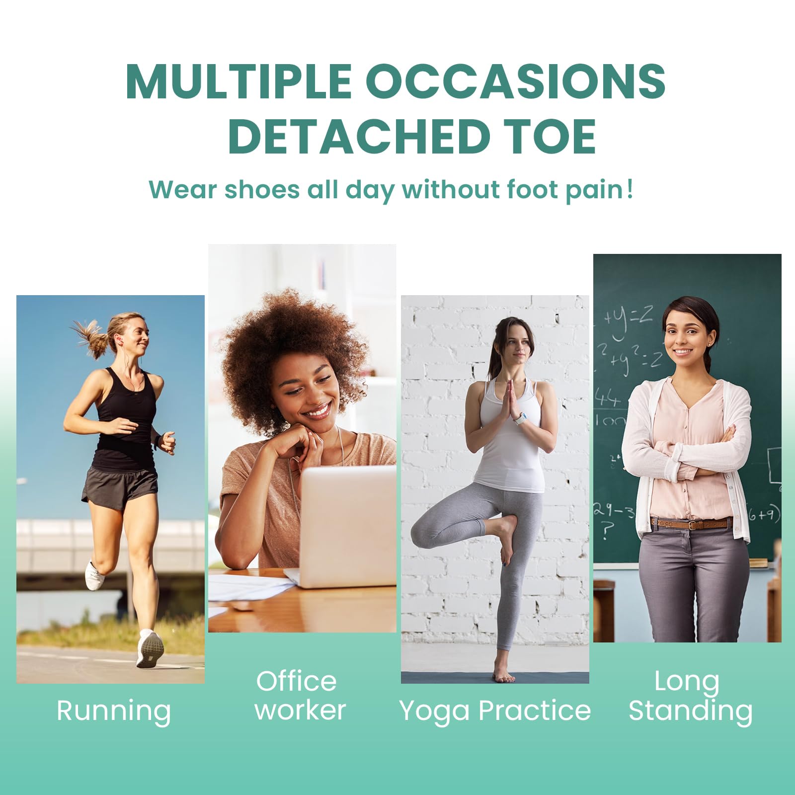 Welnove close-up between-toes fit showing friction-free wear.