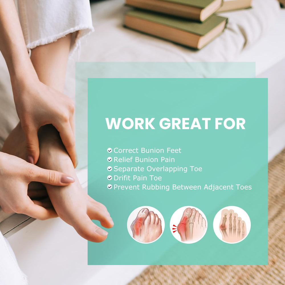Welnove washable reusable toe spacers image highlights easy care.