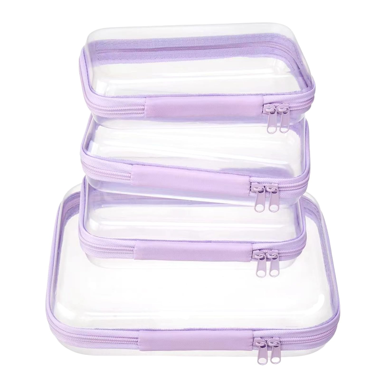 WELPIRT clear zipper pouch medium case lavender for organized packing and easy visibility.