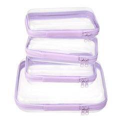 WELPIRT clear zipper pouch medium case lavender for organized packing and easy visibility.