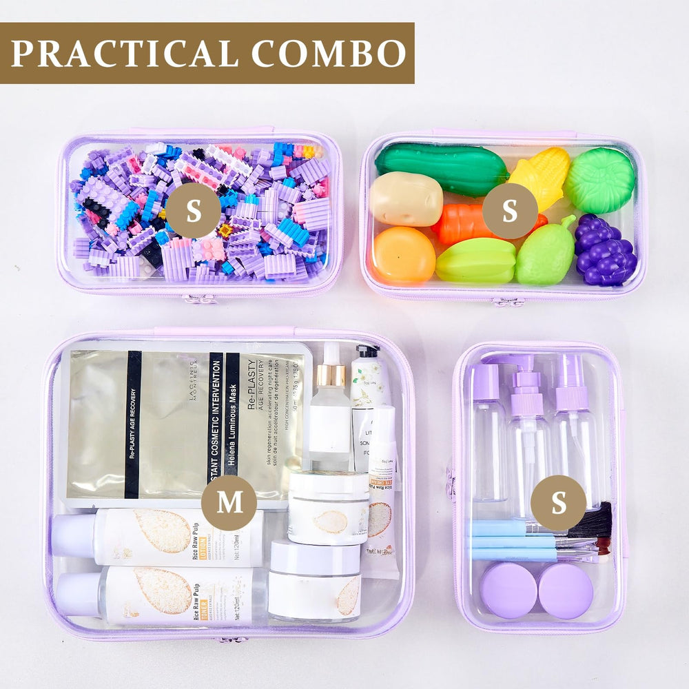 WELPIRT clear zipper pouch small case 3 lavender delivers quick item access on the go.
