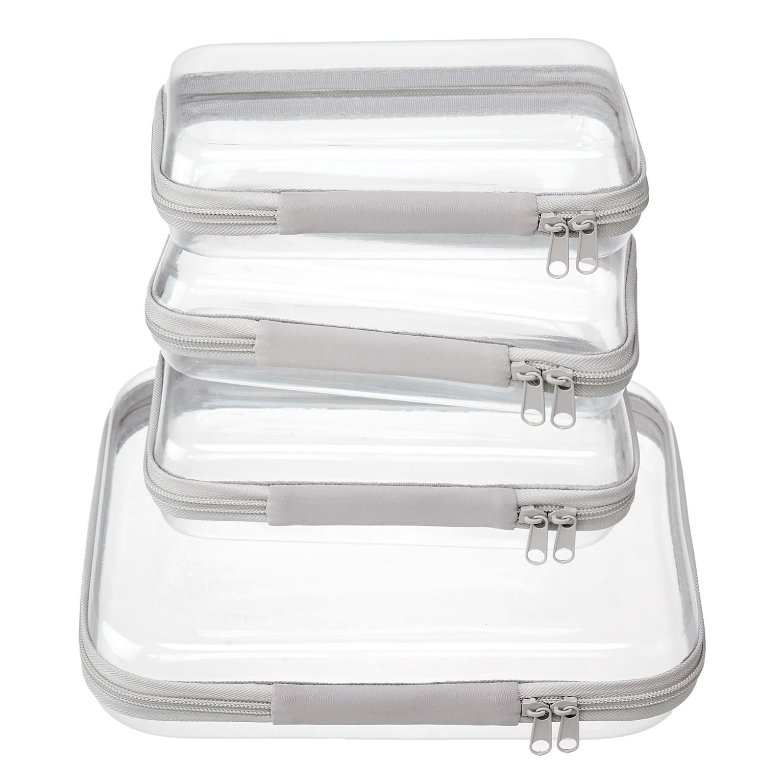 WELPIRT medium clear zipper case top view organized toiletries on the go.
