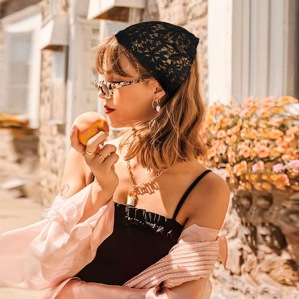 WELROG hair scarf vintage knitted look completes casual outfits