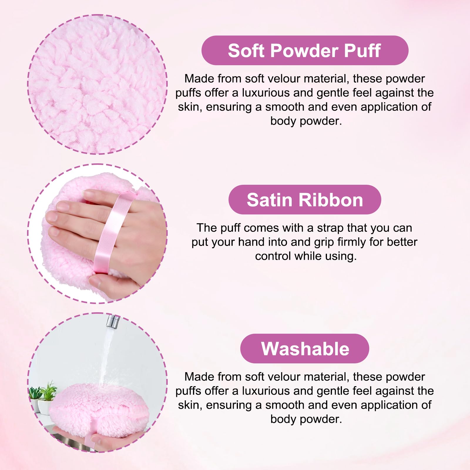 WEMEGA washable and reusable puff maintains softness over time.