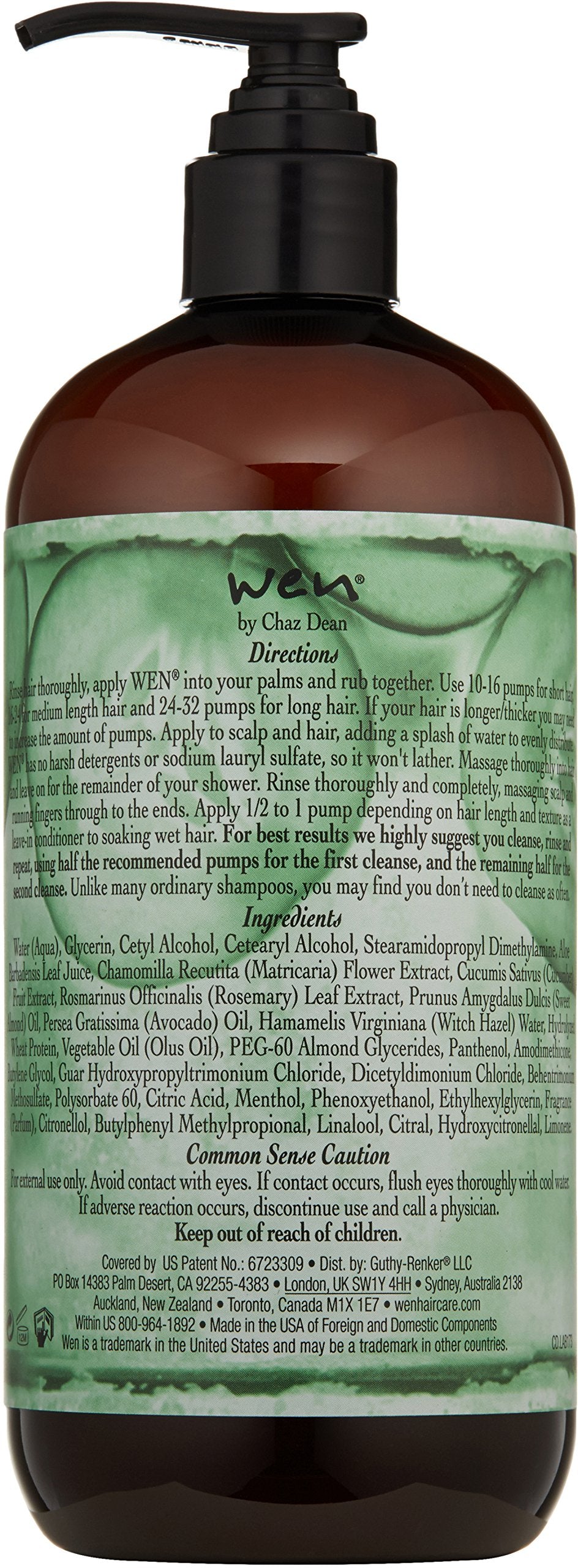 WEN cucumber aloe cleansing conditioner label closeup shows lightweight formula for fine hair.