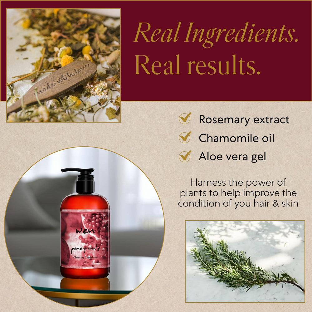 WEN Pomegranate Cleansing Conditioner hair swatch shows silky texture and easy detangling.