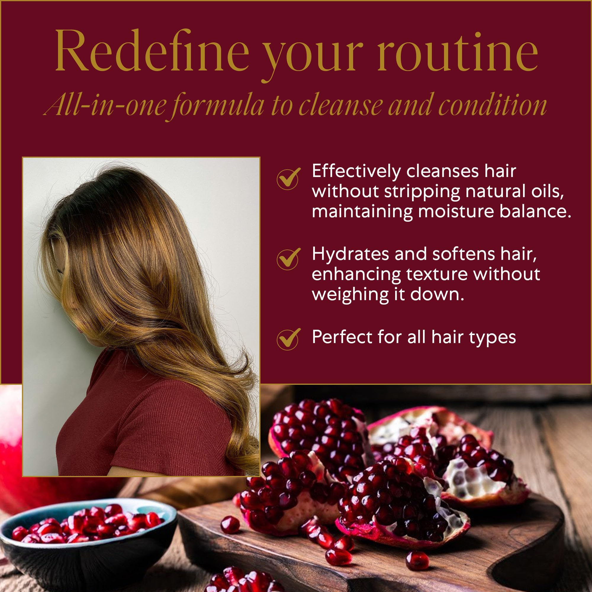WEN Pomegranate Cleansing Conditioner pump dispenses rich formula for detangling and shine.