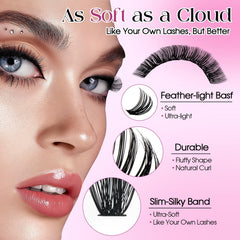 Wendy Lashes 80D clusters close-up for soft fullness