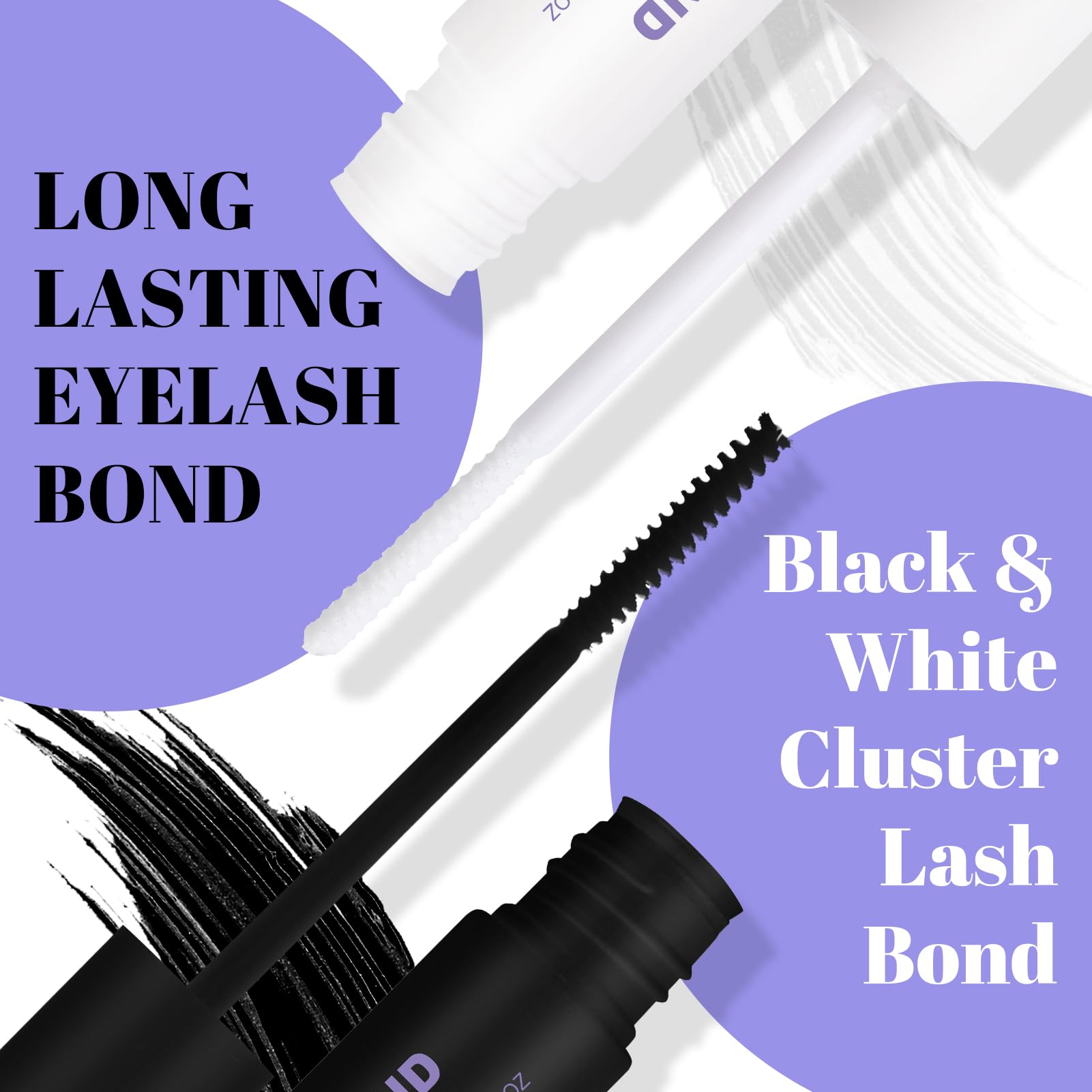 Wendy Lashes lash glue closeup highlights black color forming eyeliner-like finish.