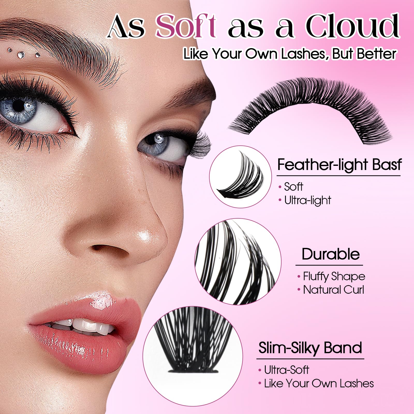 Wendy Lashes longitudes mixtas 10–18 mm para estilos versátiles.