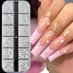 WENEWFINE nail art beads collection laid out for design ideas.