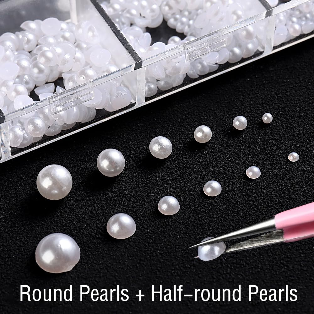 WENEWFINE pearls on nail design close-up shows smooth finish.