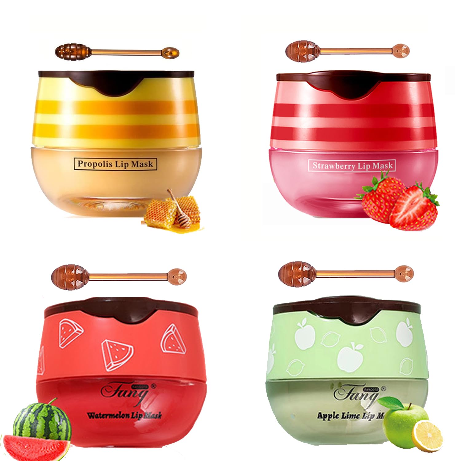 Baume lèvres WenFeng en pot miel, hydratation douce et durable.